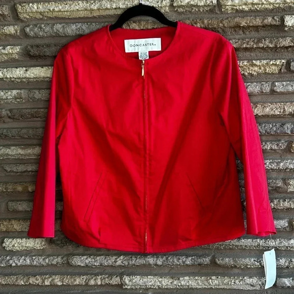 Doncaster Red Full Zip Casual Boxy Jacket  $295 New - Picture 1 of 5